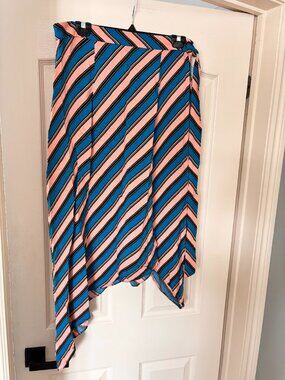 TopShop Blue/Pink Stripe size 10 Asymmetrical Skirt